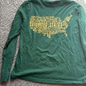 Green Long Sleeve Shirt with United States Graphic
